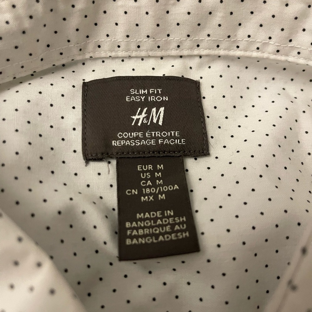 H&M White and Black Casual Button Down Shirt